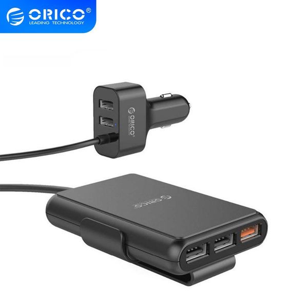 

orico 5 port qc3.0 fast charger with extension cord 52w universal usb adapter for mpv car mobile phones tablet pc 12v-24v