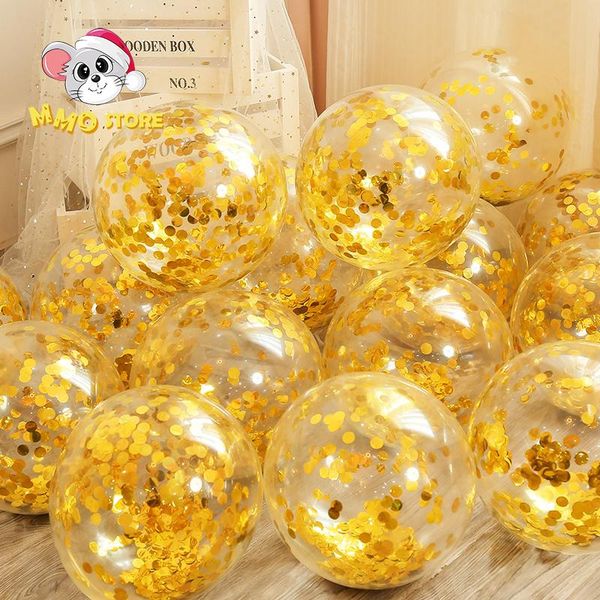 

party decoration 12pcs 12inch balloon transparent rose gold confetti latex balloons wedding child birthday baby shower