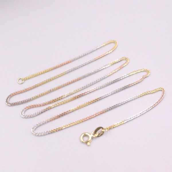 

chains pure 18k multi-tone gold chain lucky 1mm wheat link necklace 20inch / 3g stamped au750 for woman gift, Silver