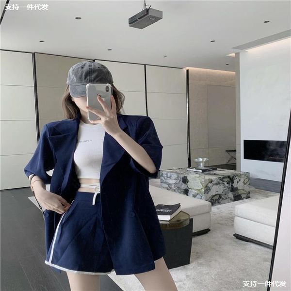 

women's suits & blazers small suit coat leisure fried street loose medium length thin short sleeve in summer 2021, White;black