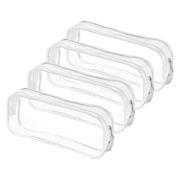 

pencil bags 4 pcs clear case big capacity transparent pen bag pvc zipper pouches