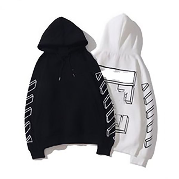 

2021 hoodie fashion brand black and white sketch line ow pullover loose couple jacket ogff