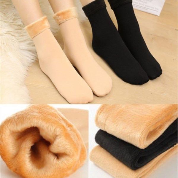 

socks casual for girl&boy nylon plus velvet thickening solid breathable elastic force lady's mid women warm winter, Pink;yellow