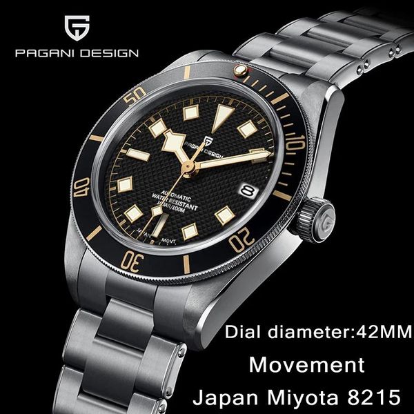 

wristwatches pagani design 2021 mechanical mens business automatic wristwatch full steel ceramic bezel watches 100m waterproof man clock, Slivery;brown