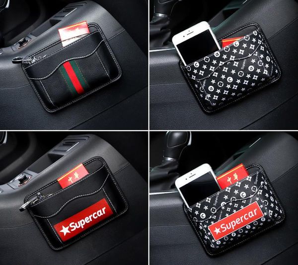 

car organizer storage bag mobile phone box sticky seat slotted panel hanging