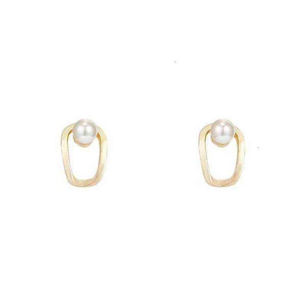 

simple and small u-shaped pearl earrings metal geometric earrings women's s925 sier needle design sense of minority exquisite, Golden