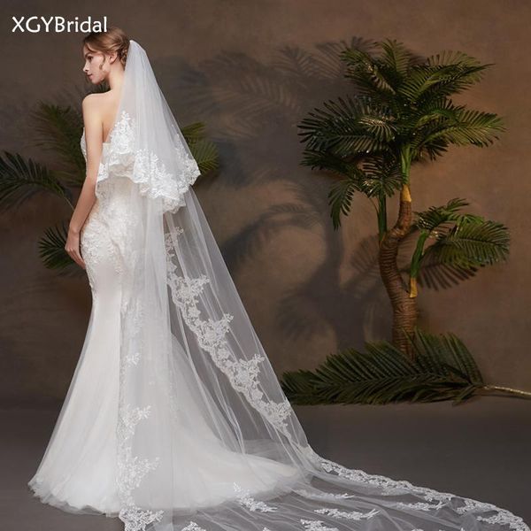 

bridal veils long wedding with comb white ivory velos de novia polyester lace eage for mariage arrival accessories, Black
