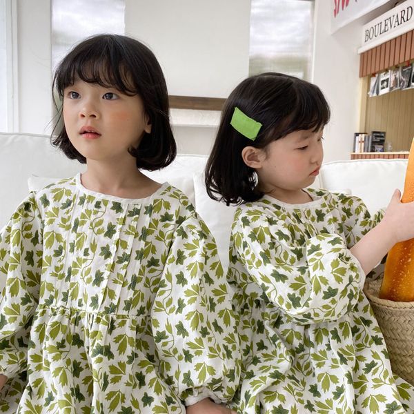 

2021 spring baby girls printed dresses toddlers kids loose casual dress korean style children clothes, Red;yellow