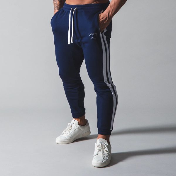 

men's pants lyft muscle brothers cotton sports slim fitness running training, Black