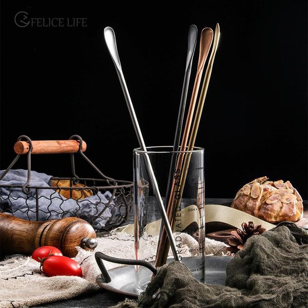 

spoons 1pc handled stainless steel tableware for coffee mixing ice cream tool