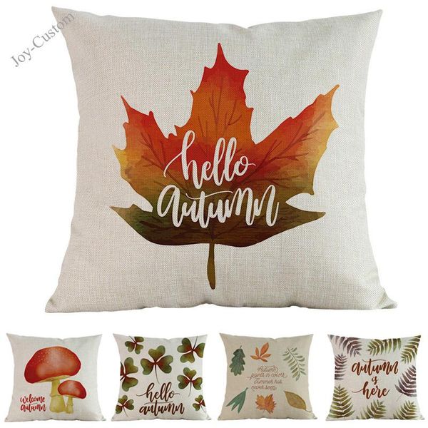 

cushion/decorative pillow hello autumn golden yellow fallen leaves mature fruit mushroom pattern case home sofa decoration cushion cover