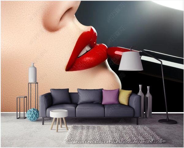

wallpapers 3d po wall paper custom mural modern art beautiful red lips close-up living room wallpaper for walls in rolls home decor