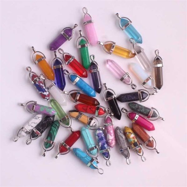 24 teile/los Healing Punkt Chakra Anhänger Sechseckige Quarz Kristalle Kugel Form Stein DIY Pendel Perlen Für Schmuck Machen Kostenloser 201013