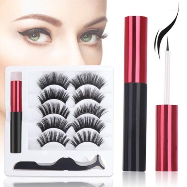 

pair magnetic false eyelashes lashes with mixed long lasting quick-drying liquid eyeliner kit eye makeup tools1