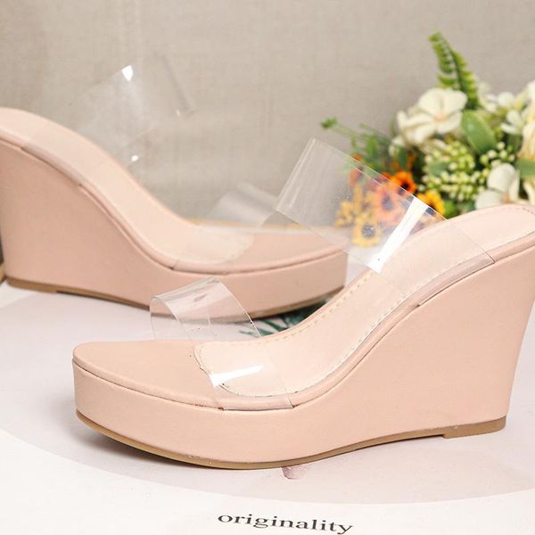 

sandals large women's wedge heel fashion crystal shoes, Black