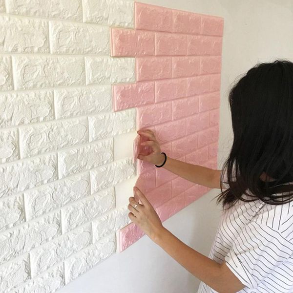 

wallpapers 70x77cm pe foam 3d white brick wallpaper diy self adhesive wall stickers waterproof home improvement coving decor