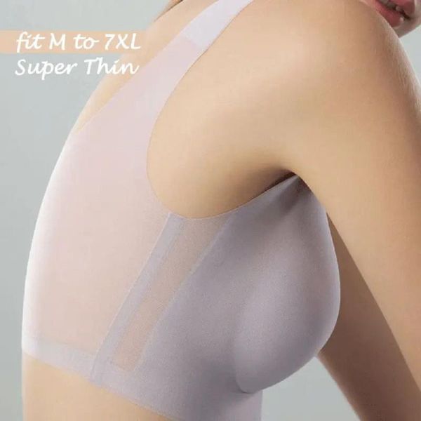 

bras summer ultra-thin ice silk seamless underwear female no steel ring anti-sagging large size beauty back bra vest style, Red;black