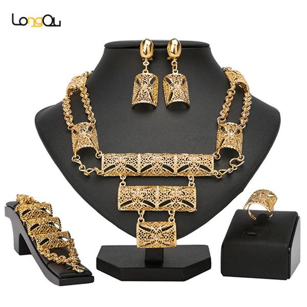 

earrings & necklace longqu 2021 dubai gold women costume jewelry sets nigerian wedding bridal set fashion african beads designer, Silver