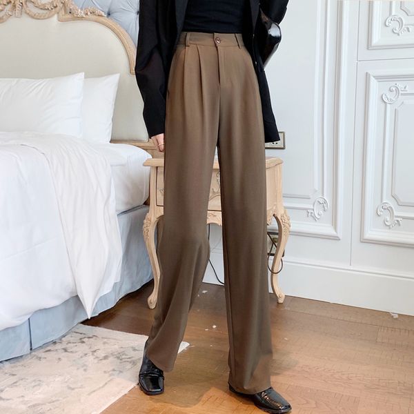 

spring long pants for women high waist summer fashion elegant casual office lady straight trouser 210319, Black;white
