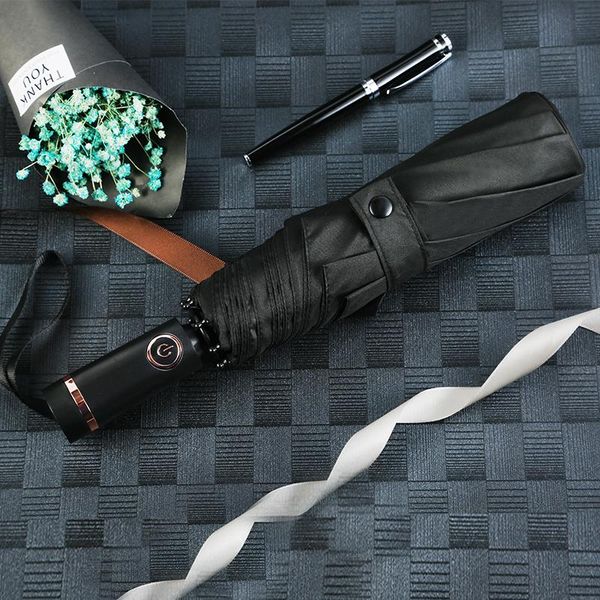 

umbrellas luxury automatic parasol umbrella big black golf beach garden windproof men ombrello rain gear by50bu