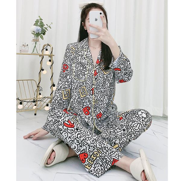 

satin pajamas women's summer korean long sleeve oversize two piece suit, Black;red