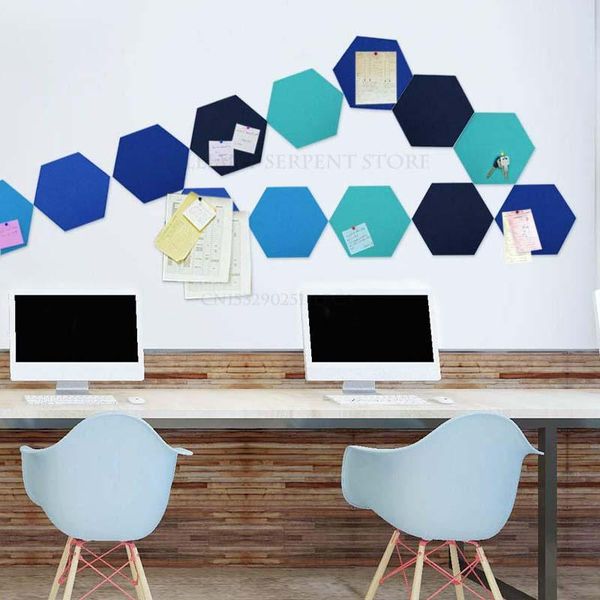 

wall stickers hexagon felt pin board notice memo bulletin boards with self adhesive backing, decoration for home office classroom