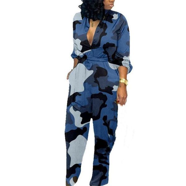 

women's jumpsuits & rompers female's loose playsuit fashion camouflage printed long sleeves trousers ladies' autumn casual co, Black;white