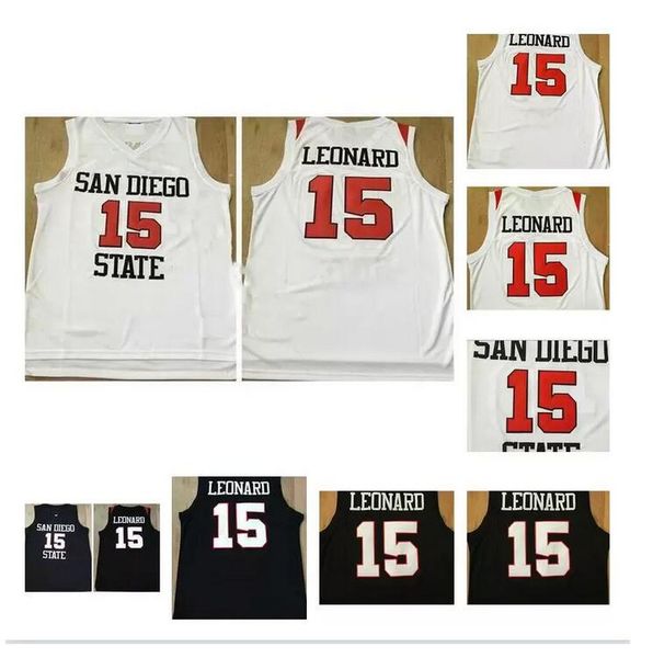 

ncaa san diego state aztecs college #15 leonard jersey blue white university stitched kawhi leonard basketball jerseys shirts, Black;red