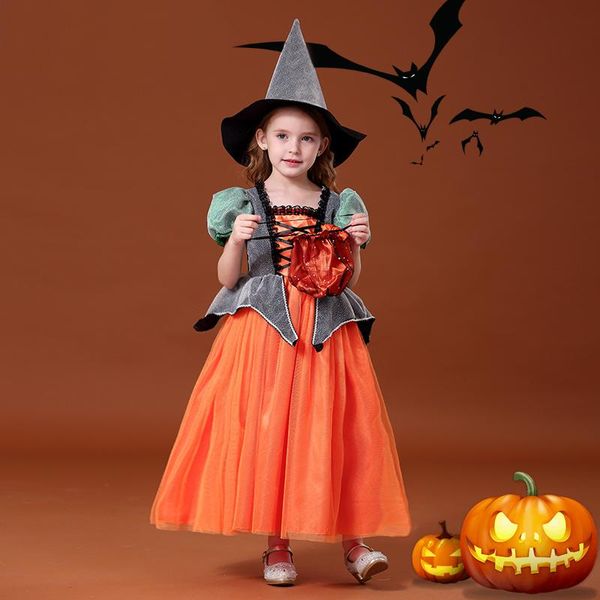 

party hats halloween children's costume masquerade girl princess dress lovely pumpkin witch