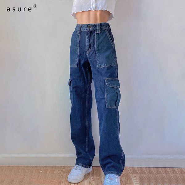 Damen Mom Jeans für Mädchen Mode Hosen Damen Thermohose Y2k Streetwear Elastic Baggy Jean Femme Kleidung XP6712W0I 210712