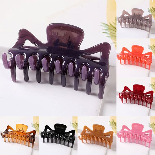 

korean big size hair claws elegant solid plastic geometric hairpins barrette hair clamps clip hair accessories, Slivery;golden