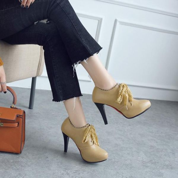 

dress shoes big size 11 12 13 14 15 ladies high heels women woman pumps round-headed single shoe waterproof table lace strap, Black