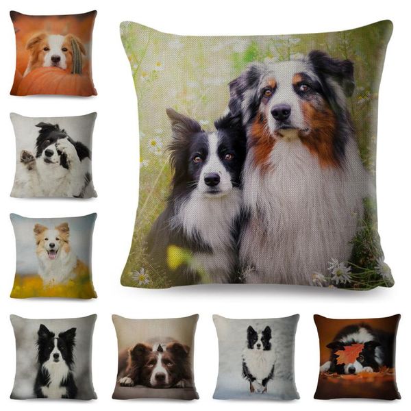 

cushion/decorative pillow scotland border collie cushion cover 45*45cm animal dog printed pillowcase for sofa home car decor cute pet linen