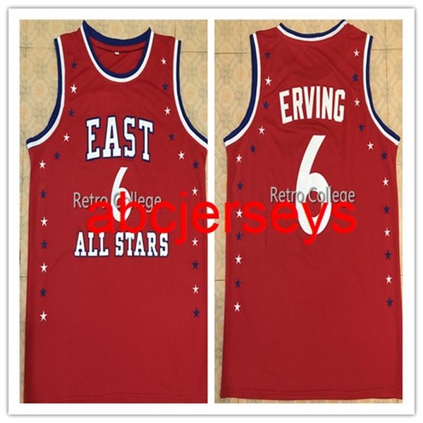 6 Julius Erving 1972 All Star Kırmızı Basketbol Forması Özel Dikiş Herhangi Bir Sayı Adı NCAA XS-6XL