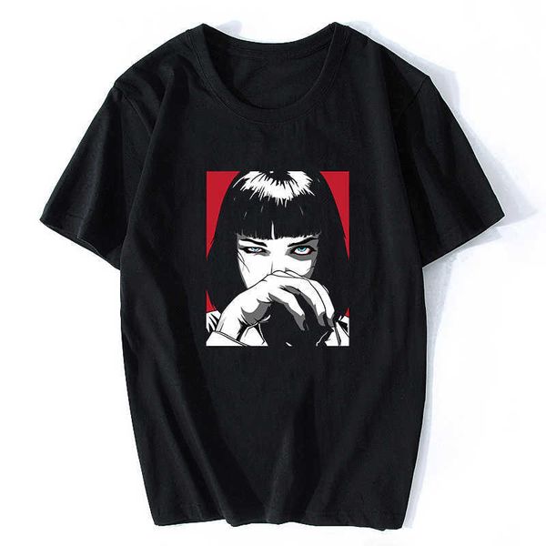 Quentin Tarantino Pulp Fiction Mia Vintage Uomo / donna Moda Uomo Cotone Film Anni '90 T-shirt Streetwear Punk Rock Abbigliamento estetico X0621