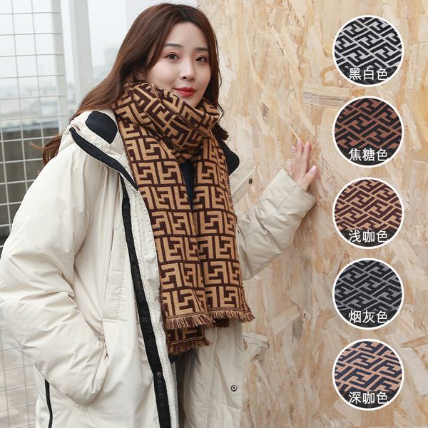 

imitation cashmere two-color scarf women's and winter thickened warm double selling bib men's fashion versatile shawl, Blue;gray