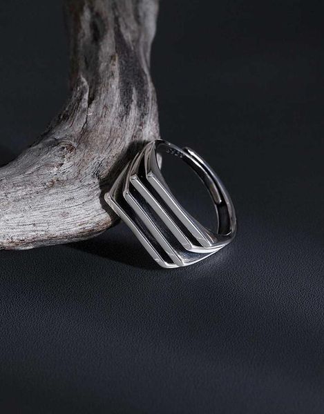 

sterling silver for women ring multi-layer geometric adjustable size thai women's jewelry wedding rings cluster, Golden;silver