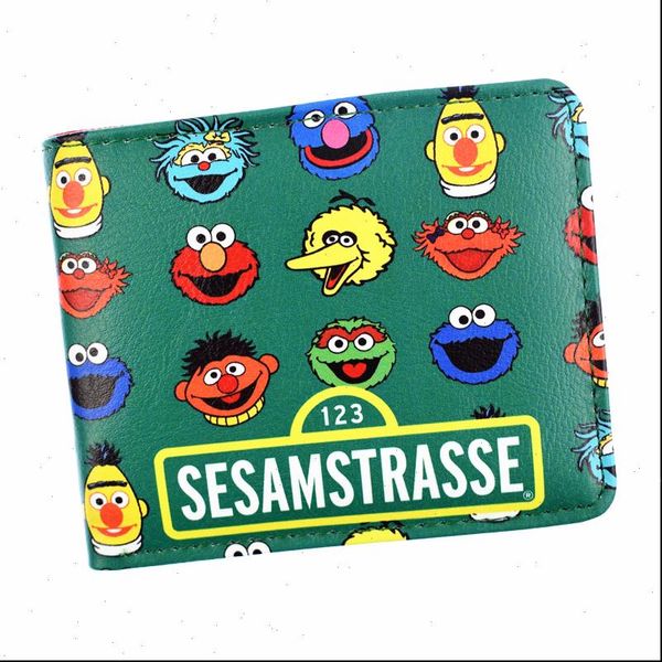 

arrival anime cartoon sesame street wallet short purse with coin pocket, Red;black