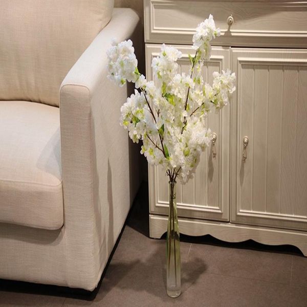 

decorative flowers & wreaths 100cm fake cherry blossom tree 3 fork branch artificial flower silk wedding background wall decoration