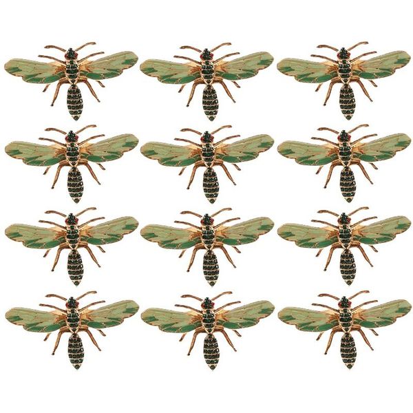 

napkin rings 12pcs dragonfly buckle ring alloy green insect drip diamond paper towels holder