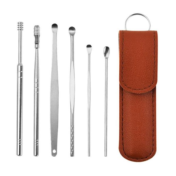 

electric nose & ear trimmers 6pcs cleaner wax removal tool stainless steel pick double-head spiral earpick sticks earwax remover