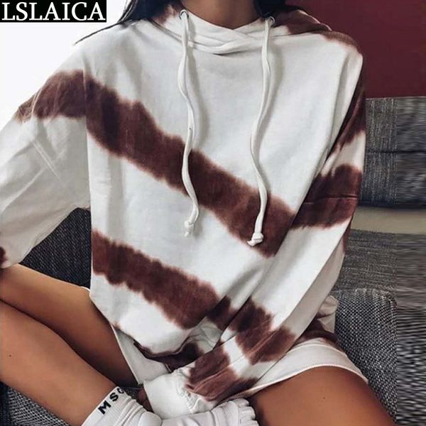 

fashion tie dye print women sweatshirt long sleeve autumn winter oversized hoodie casual loose sudaderas para mujer 210520, Black