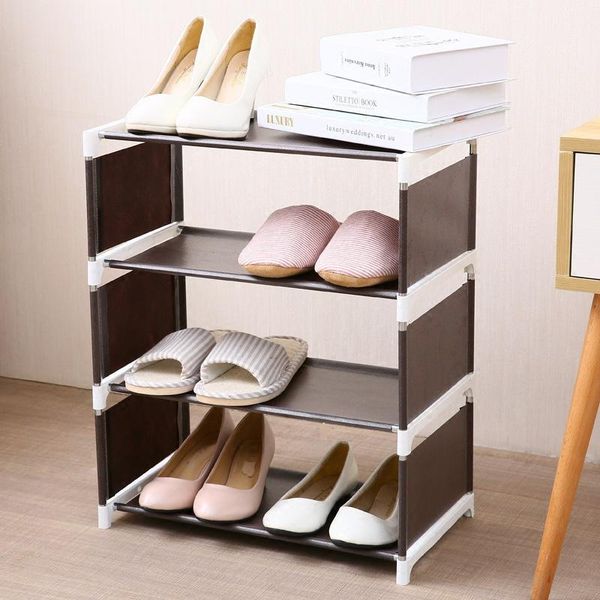 

hooks & rails creative shoe rack multi-layer simple plastic living room bedroom solid color waterproof fabric storage