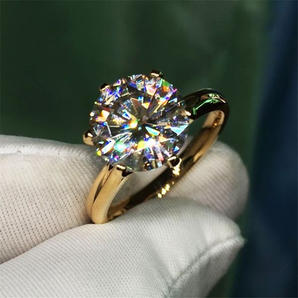 Solitario 1.5ct Lab Diamond 24K Gold Ring Originale 925 sterling silver Fidanzamento fedi nuziali Anelli per le donne Gioielli da sposa