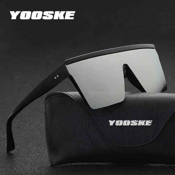 

yooske oversized sunglasses men vintage brand driving sun glasses women flat big frame sunglass retro siamese eyewear uv400 p0814, White;black