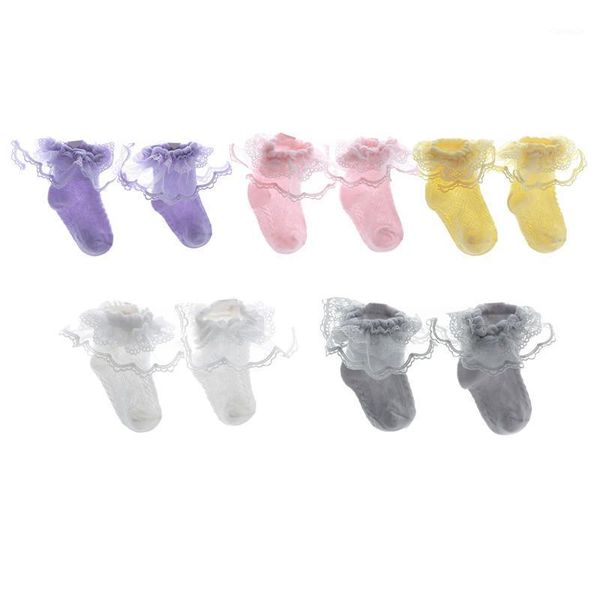 

mesh girls lace socks cotton children students tube baby, Pink;yellow
