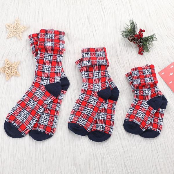 

christmas elk red plaid parent-child socks all-match 2021 creative mother and baby winter cute kawaii & hosiery, Black;white