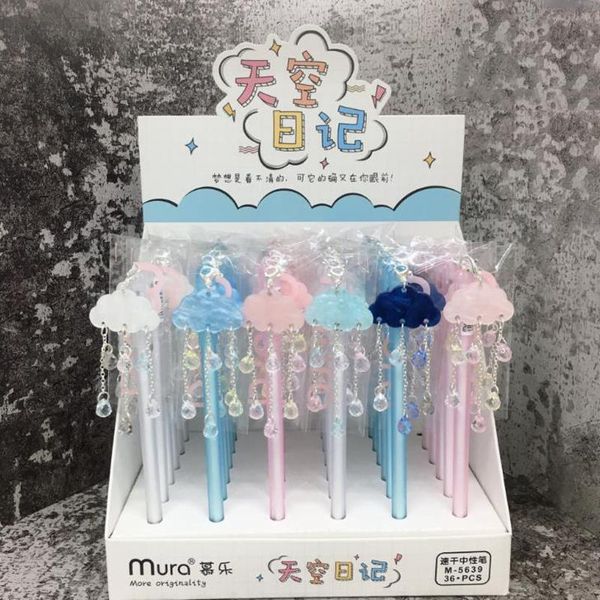 

gel pens 1pcs kawaii sky cloud rain crystal pendant 0.5mm signature pen for girls gifts stationery school office supplies