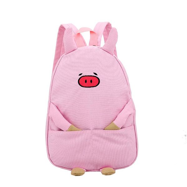 

backpack asds-cute piggy shoulders pig canvas school bag girls student bag-pink