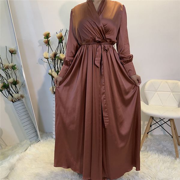 

Satin Abaya Dubai Turkey Muslim Fashion Hijab Dress Kaftan Islam Clothing Abayas For Women Vestidos Robe Musulman De Mode femmePlus size clo